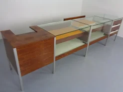Pamono Large Sales Counters in Rosewood and Steel and Glass, 1960s, Set of 3 Sale