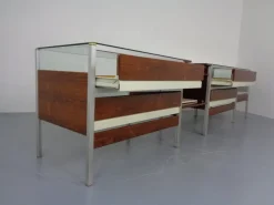 Pamono Large Sales Counters in Rosewood and Steel and Glass, 1960s, Set of 3 Sale