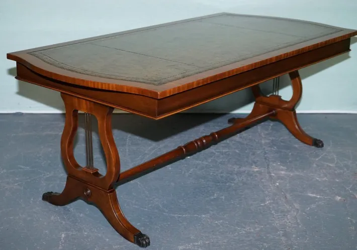 Pamono Large Vintage Hunter Green Leather Topped Coffee Table Hot