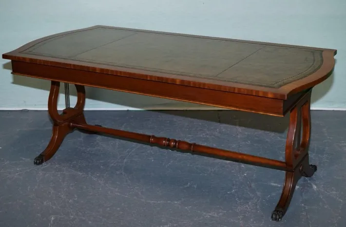 Pamono Large Vintage Hunter Green Leather Topped Coffee Table Hot