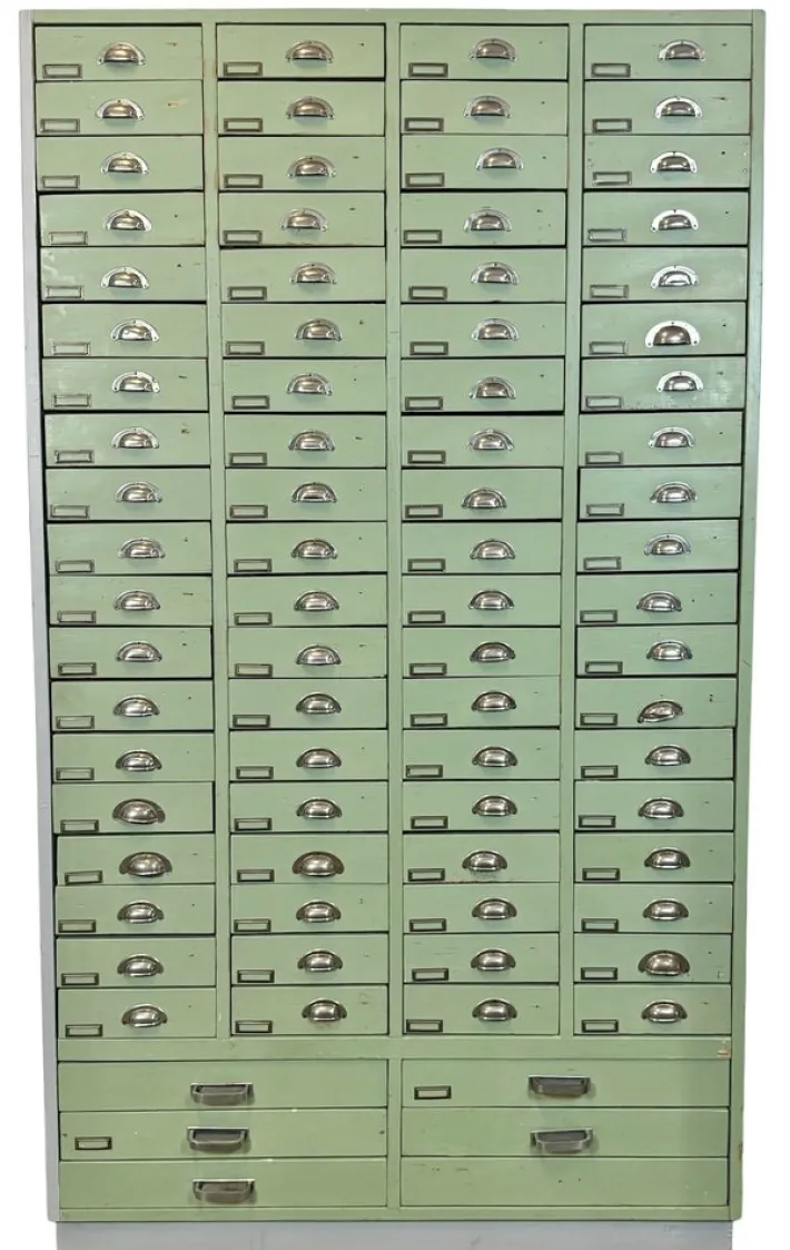 Pamono Large Vintage Industrial Green Drawer Cabinet, 1960s Sale