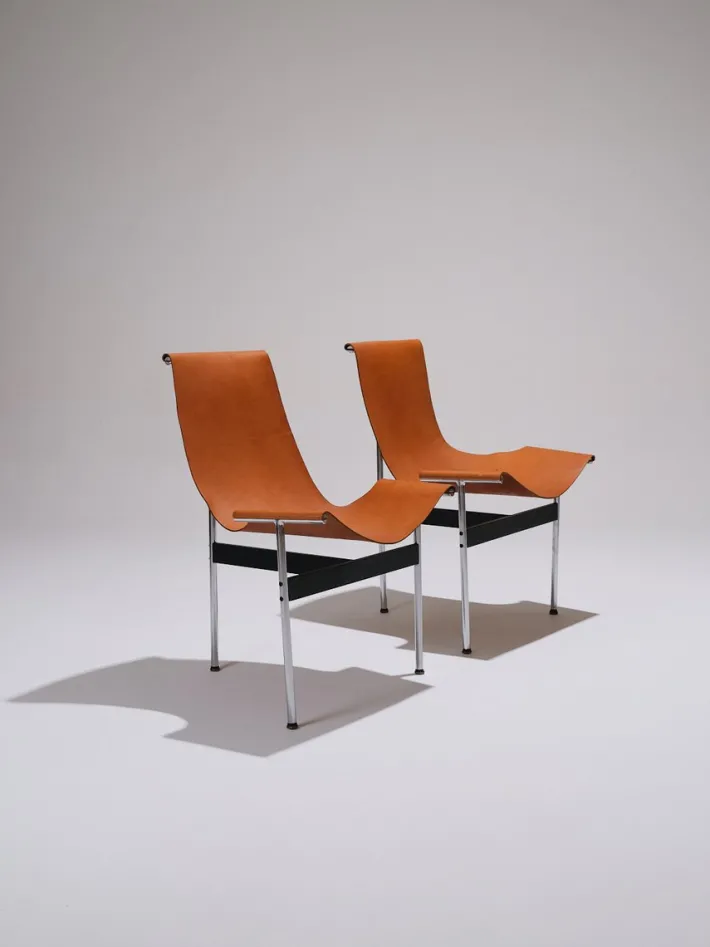 Pamono 3LC Chairs in Leather and Metal by Douglas Kelly, Ross Littell and William Katavolos for Laverne International, 1960s, Set of 2 Outlet
