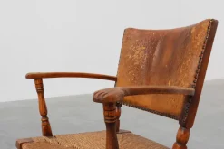 Pamono Leather and Oak Armchair by Theo Ruth for Artifort, The Netherlands, 1940s Clearance