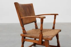 Pamono Leather and Oak Armchair by Theo Ruth for Artifort, The Netherlands, 1940s Clearance