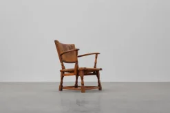 Pamono Leather and Oak Armchair by Theo Ruth for Artifort, The Netherlands, 1940s Clearance