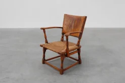Pamono Leather and Oak Armchair by Theo Ruth for Artifort, The Netherlands, 1940s Clearance