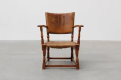 Pamono Leather and Oak Armchair by Theo Ruth for Artifort, The Netherlands, 1940s Clearance