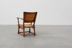 Pamono Leather and Oak Armchair by Theo Ruth for Artifort, The Netherlands, 1940s Clearance