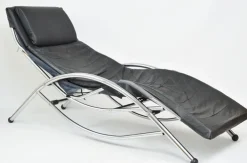 Pamono Leather Chaise Lounge, 1980s