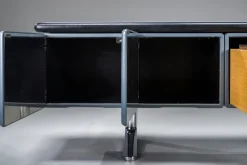 Pamono Leather-Wrapped Sideboard with Oak Trim by Warren Platner for Knoll, 1970s New