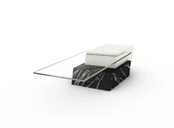 Pamono Lido Coffee Table in Black Marquina Marble and Natural Travertine by Joaquín Moll for Meddel Best