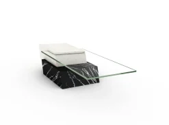 Pamono Lido Coffee Table in Black Marquina Marble and Natural Travertine by Joaquín Moll for Meddel Best