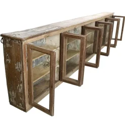 Pamono Long Wall Showcase to Hang in Wood and Zinc