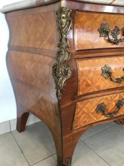 Pamono Louis XIV Style Chest of Drawers in Marquetry Wood with Chiseled Bronze Outlet