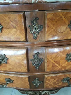 Pamono Louis XIV Style Chest of Drawers in Marquetry Wood with Chiseled Bronze Outlet