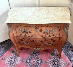 Pamono Louis XV Style Curved Ladies Chest of Drawers with Marquetry, 1890s Clearance