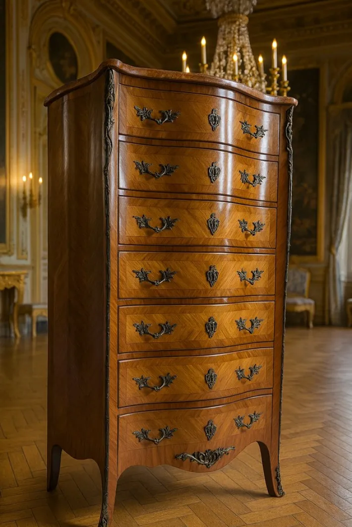 Pamono Louis XV Style Marquetry Chest of Drawers from Skalski, France, 1960s Best