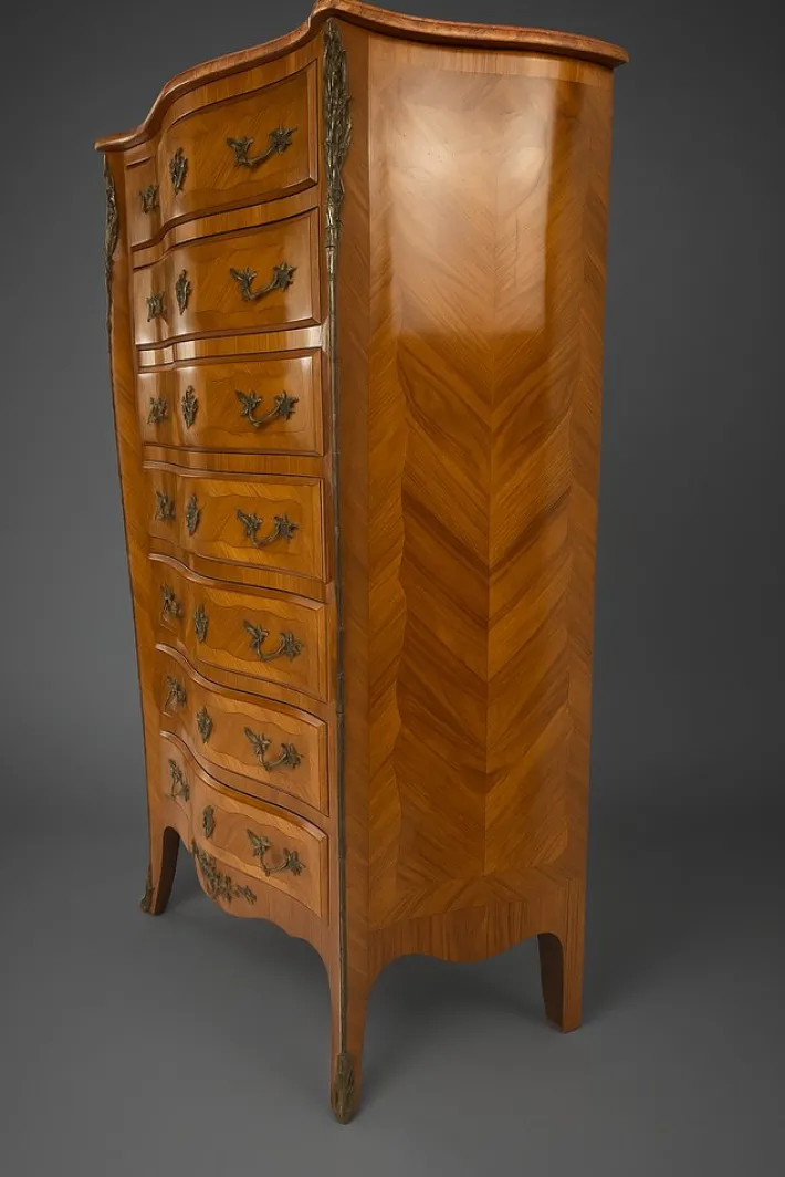 Pamono Louis XV Style Marquetry Chest of Drawers from Skalski, France, 1960s Best