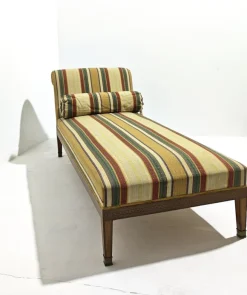 Pamono Louis XVI Style Chaise Longue in Wood and Multicolored Fabric with Brass Accessories, 1890s New