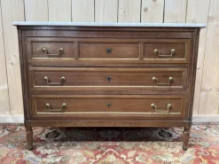 Pamono Louis Xvi Style Chest of Drawers in Mahogany and Brass Trim, White Carrara Marble Online