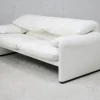 Pamono Maralunga Sofa in White Leather by Vico Magistretti for Cassina, Italy, 1970s New