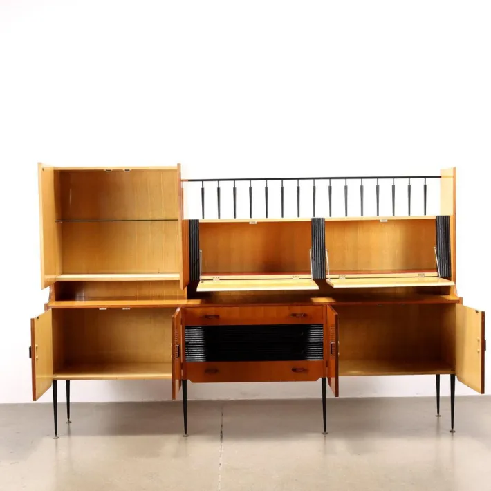 Pamono Metal & Brass Mobile Sideboard, 1960s Best