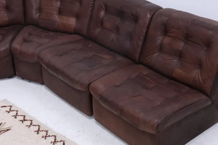 Pamono Mid-Century Brown Leather Modular Sofa from Lemke, 1970s, Set of 6 Outlet