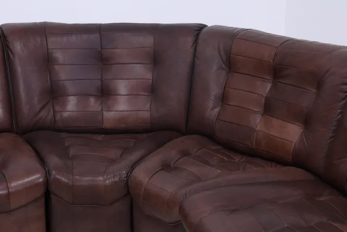 Pamono Mid-Century Brown Leather Modular Sofa from Lemke, 1970s, Set of 6 Outlet