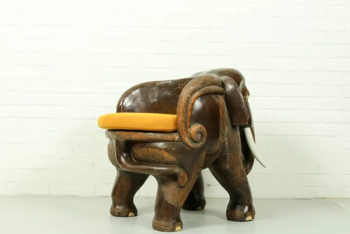 Pamono Mid-Century Carved Elephant Childrens Chair, 1960s Outlet