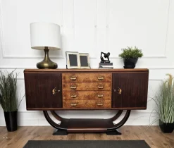 Pamono Mid-Century Italian Art Deco Style Walnut Burl Credenza by Paolo Buffa, 1940s Best