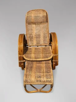 Pamono Mid-Century Italian Bamboo & Rattan Chaise Longue Sun Lounger, 1950 New
