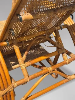 Pamono Mid-Century Italian Bamboo & Rattan Chaise Longue Sun Lounger, 1950 New