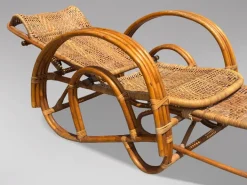 Pamono Mid-Century Italian Bamboo & Rattan Chaise Longue Sun Lounger, 1950 New