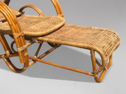 Pamono Mid-Century Italian Bamboo & Rattan Chaise Longue Sun Lounger, 1950 New