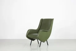 Pamono Mid-Century Italian Green Leatherette Armchair, 1950s Clearance