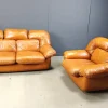 Pamono Mid-Century Italian Leather Sofa Set by Ercole Biella for Grappeggia, 1970s, Set of 2 Hot