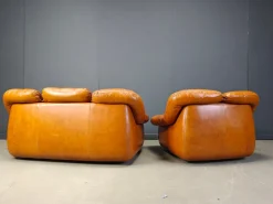 Pamono Mid-Century Italian Leather Sofa Set by Ercole Biella for Grappeggia, 1970s, Set of 2 Hot