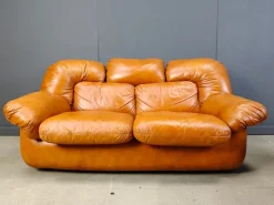 Pamono Mid-Century Italian Leather Sofa Set by Ercole Biella for Grappeggia, 1970s, Set of 2 Hot