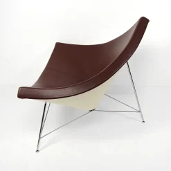 Pamono Mid-Century Modern Brown Leather Coconut Chair by George Nelson Hot