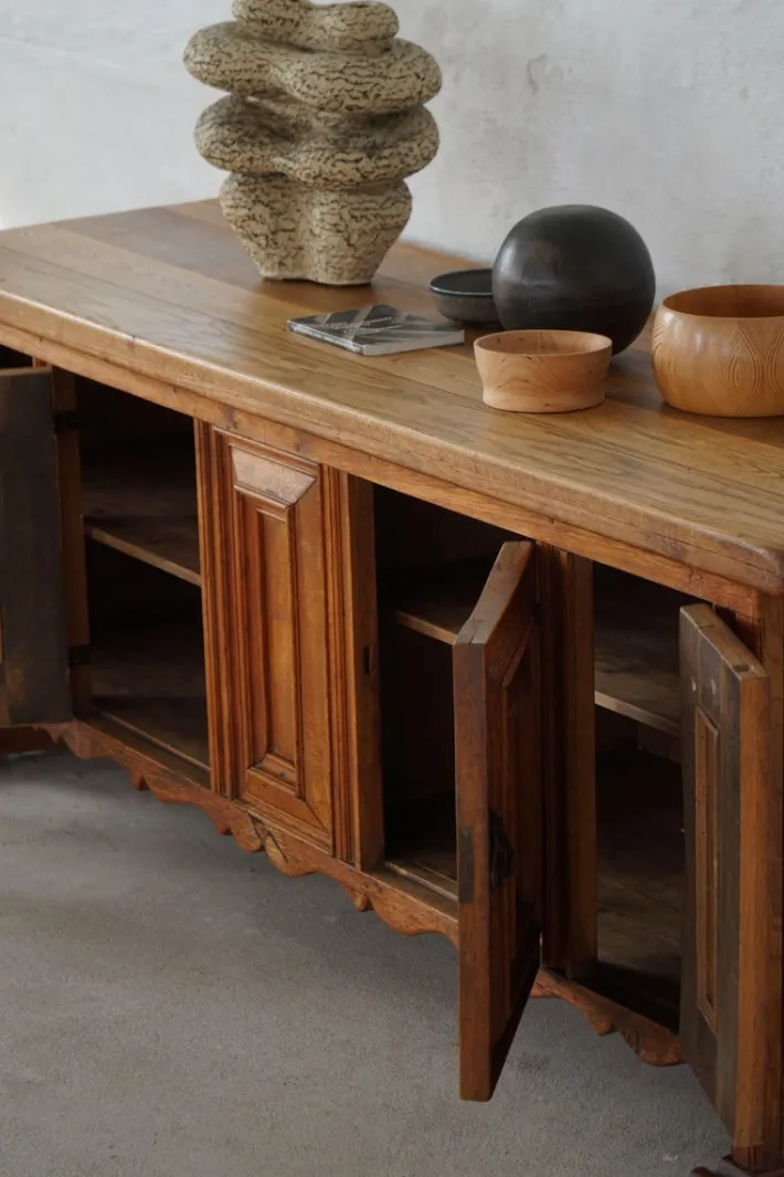 Pamono Mid-Century Modern Brutalist French Oak Sideboard, 1950s