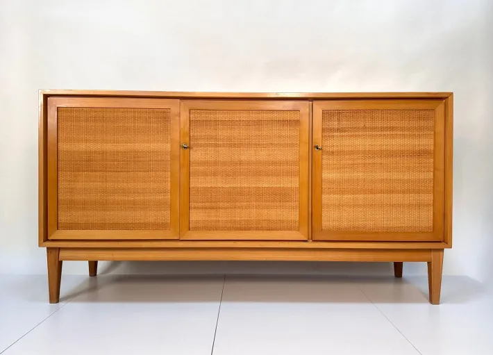 Pamono Mid-Century Modern Cherry Sideboard with Woven Front, West Germany, 1965 Outlet