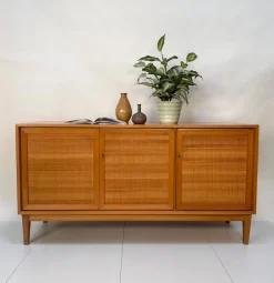 Pamono Mid-Century Modern Cherry Sideboard with Woven Front, West Germany, 1965 Outlet