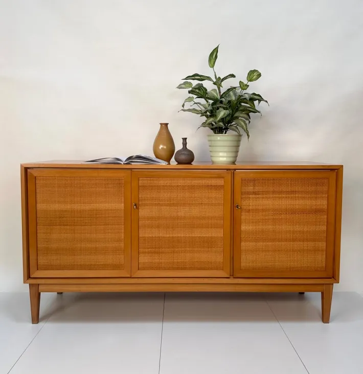 Pamono Mid-Century Modern Cherry Sideboard with Woven Front, West Germany, 1965 Outlet