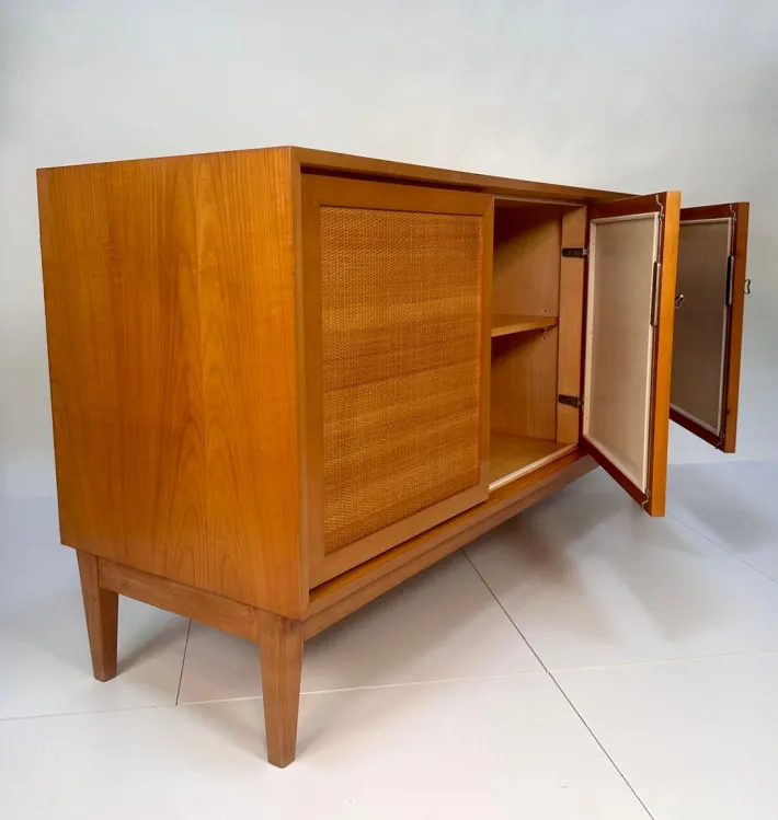 Pamono Mid-Century Modern Cherry Sideboard with Woven Front, West Germany, 1965 Outlet