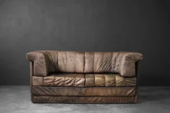 Pamono Mid-Century Modern German Brutalist Brown Leather 2-Seater Sofa, 1970s Best