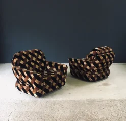 Pamono Mid-Century Modern Op Art Psychedelic Lounge Chairs, Italy, 1970s, Set of 2
