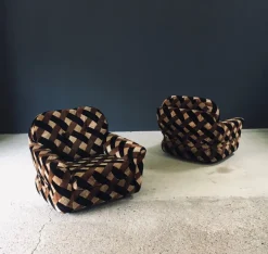 Pamono Mid-Century Modern Op Art Psychedelic Lounge Chairs, Italy, 1970s, Set of 2