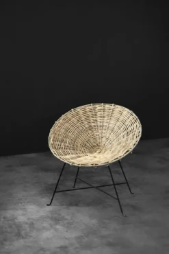 Pamono Mid-Century Modern Round Woven Bamboo Armchair, Germany, 1960s Hot