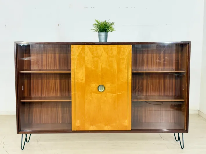 Pamono Mid-Century Modern Vitrine Highboard in Birch