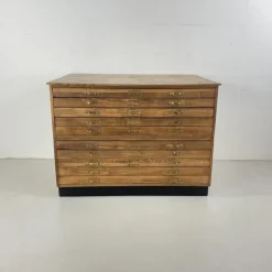 Pamono Mid-Century Plan Chest with Brass D Handles from Staverton Clearance